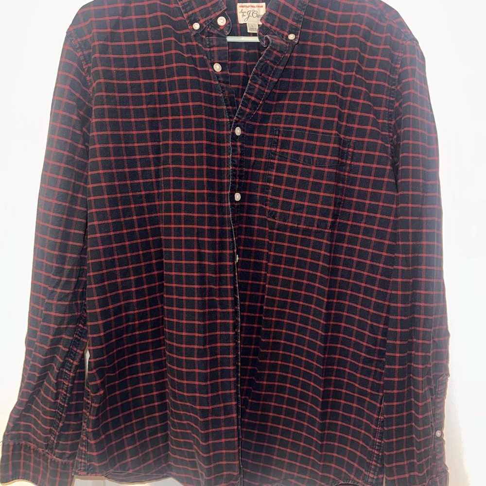 J. Crew Red and Black Plaid Casual Shirt